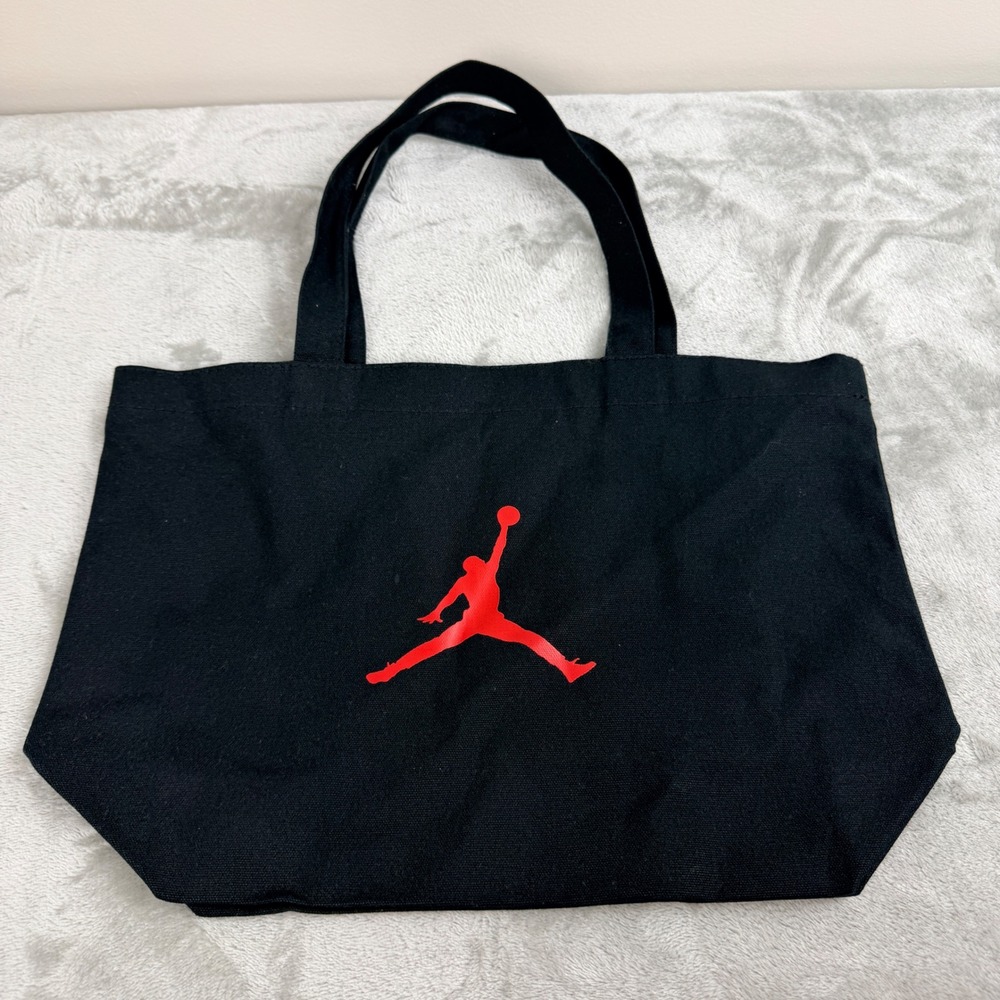 Jordan Jumpman Canvas Tote Bag Black Red Logo Gym Shopping Travel Handbag
